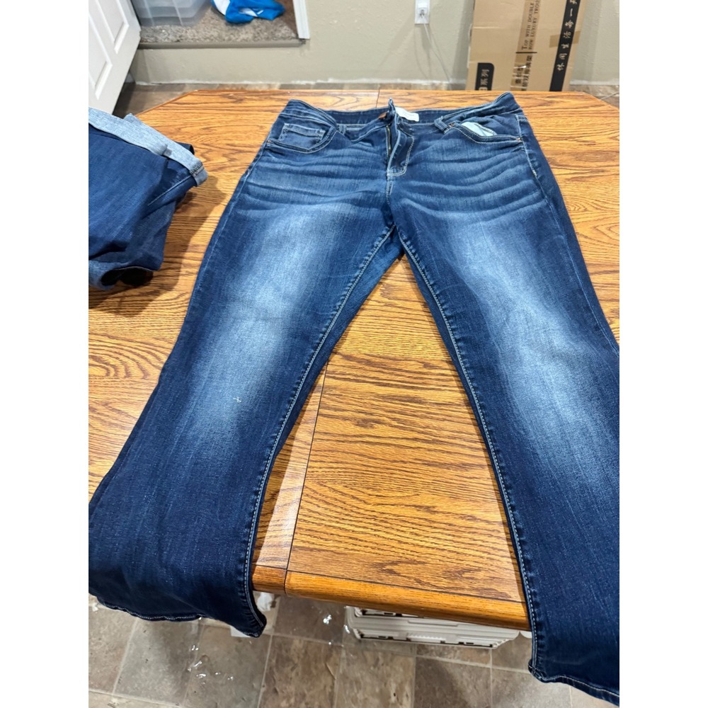 BKE Victoria Mid Rise Tailored Bootcut Jeans Dark Wash 33x29.5 Stretch Denim